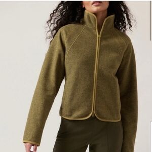 Athleta 'Stroll' Fleece Full Zip Jacket In Tapestry Gold Womens Large